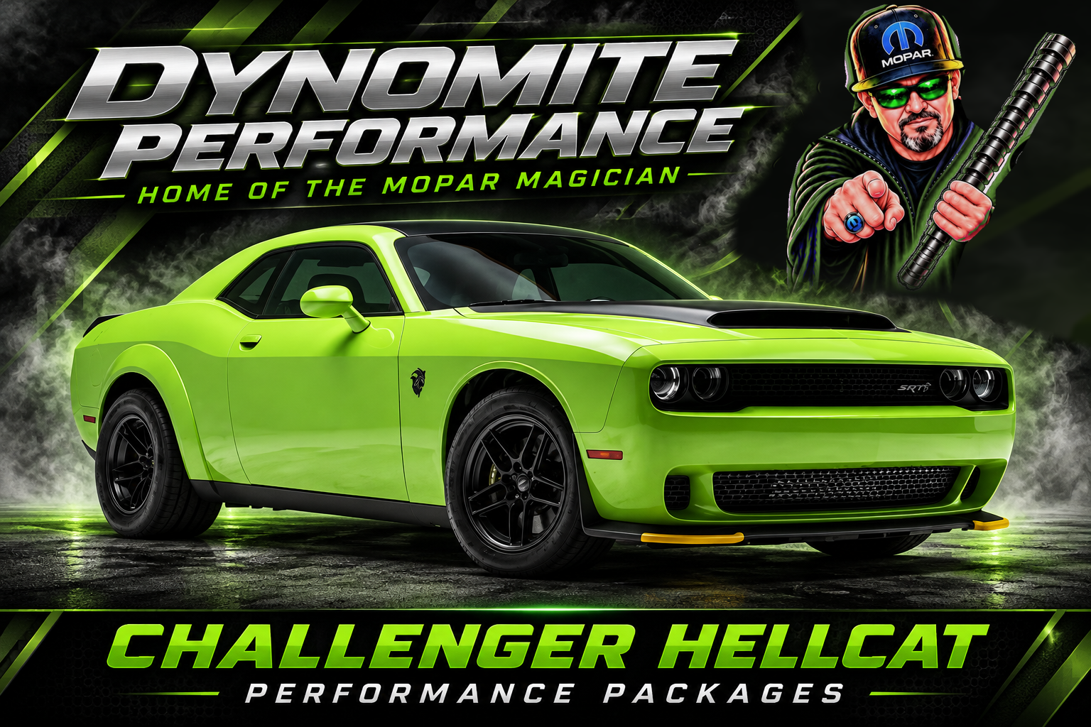 Dynomite Performance Challenger Hellcat performance packages with the Mopar Magician