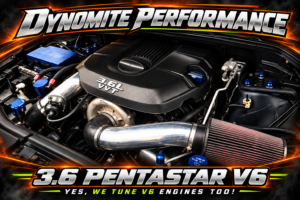 Dynomite Performance 3.6 Pentastar V6 tuning package with a supercharged engine bay
